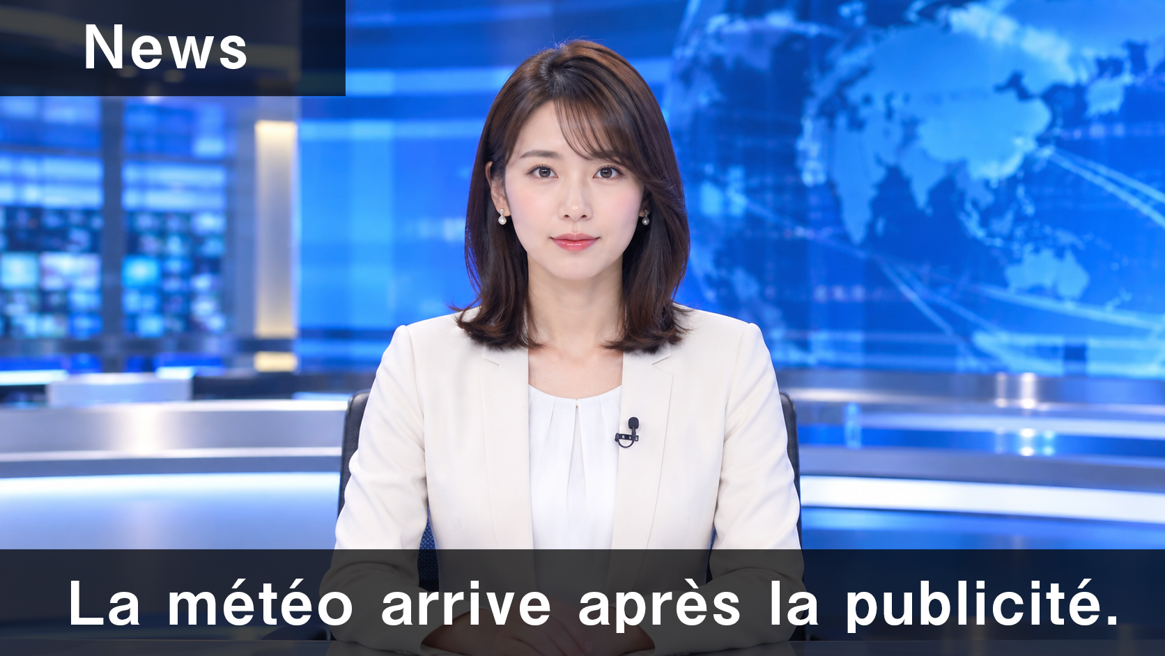 News：フランス語字幕付きニュース番組画面